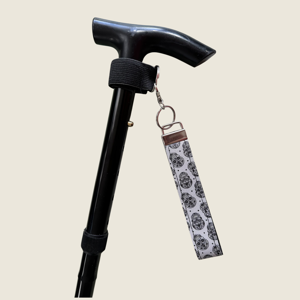 Grey Skulls - Faux Leather Wrist Strap For walking Sticks & Canes