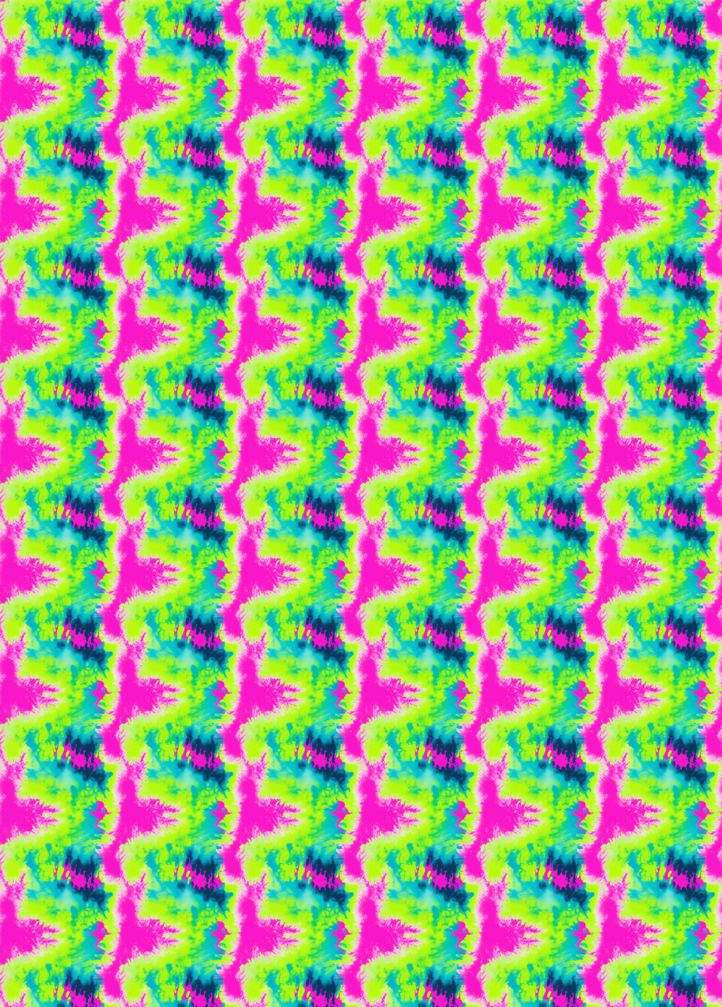 tubie tape with a  seamless vertical pattern featuring a psychedelic, high-contrast abstract design with wavy, jagged vertical stripes in neon pink, lime green, cyan, and magenta.