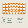 Tubie tape with a repeating pattern of orange pumplins and the text halloween on a white background