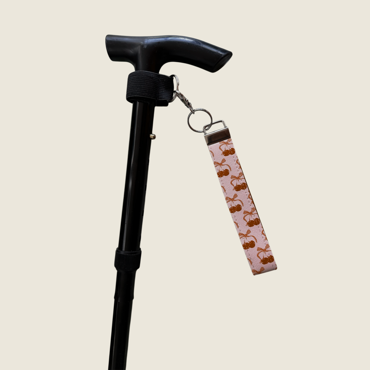 Cherry Bows - Faux Leather Wrist Strap For walking Sticks & Canes