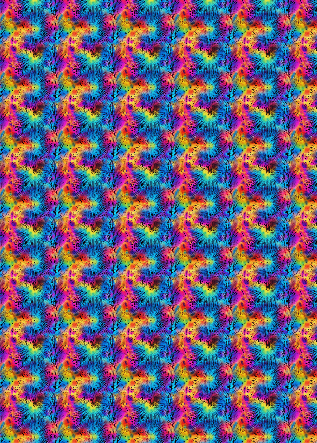 Tubie tape with a seamless repeating pattern featuring vertical columns of stylized, textured letter 'S' shapes filled with a vibrant rainbow gradient of blue, green, yellow, orange, and purple.
