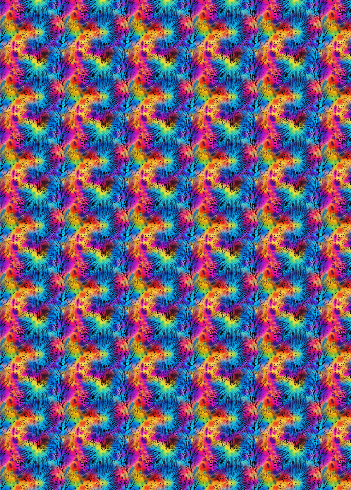 Tubie tape with a seamless repeating pattern featuring vertical columns of stylized, textured letter 'S' shapes filled with a vibrant rainbow gradient of blue, green, yellow, orange, and purple.