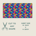 Tubie tape with a seamless repeating pattern featuring vertical columns of stylized, textured letter 'S' shapes filled with a vibrant rainbow gradient of blue, green, yellow, orange, and purple.