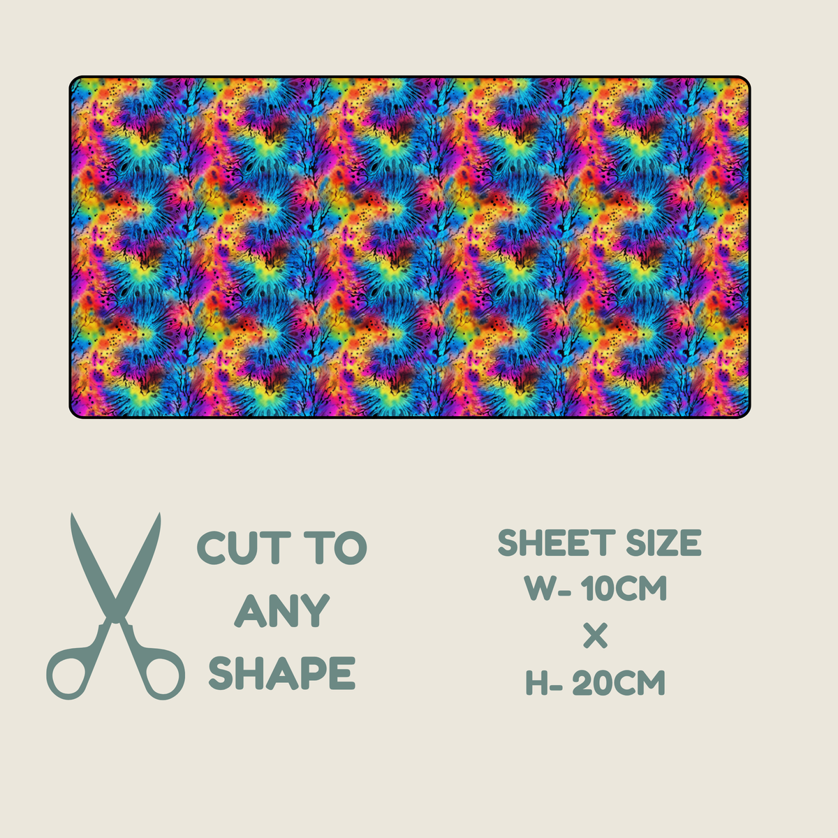 Tubie tape with a seamless repeating pattern featuring vertical columns of stylized, textured letter 'S' shapes filled with a vibrant rainbow gradient of blue, green, yellow, orange, and purple.