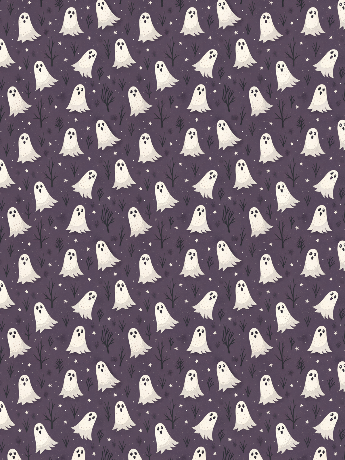 Halloween Tubie tape with a repeating ghost pattern on a dark purple background,