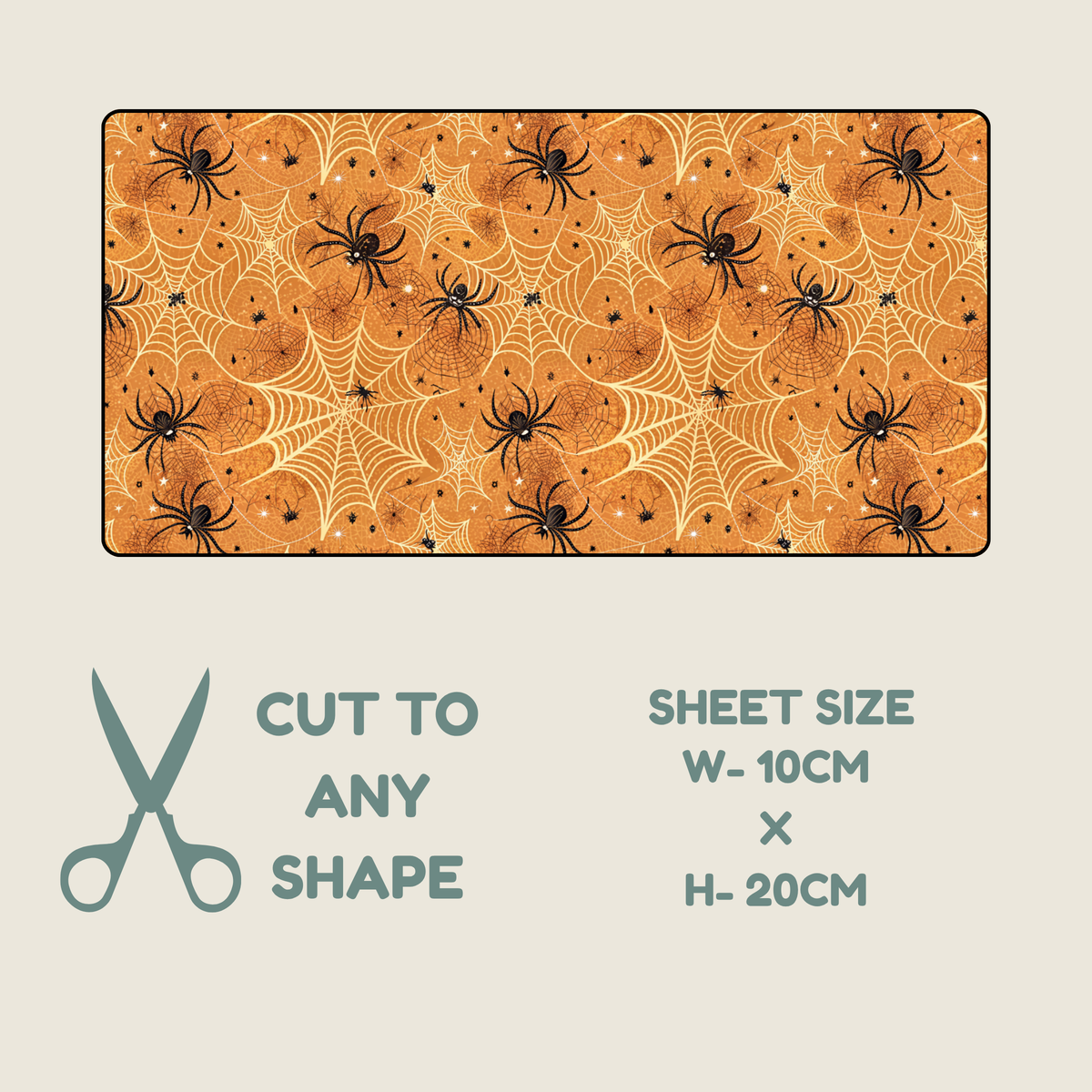 Halloween Tubie tape with a black spiders ans white webs on a orange background