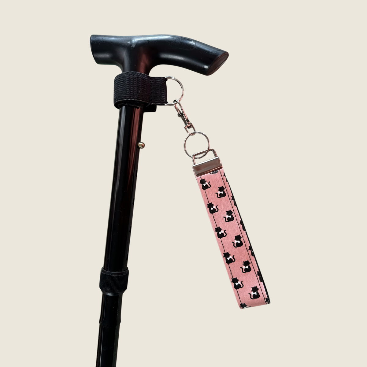 Black Cat - Faux Leather Wrist Strap For walking Sticks & Canes