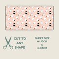 A product graphic showing a tubie tape sheet of Halloween-themed patterned craft vinyl or fabric. The pattern features cute white cartoon ghosts and witch characters on a light peach-pink background.