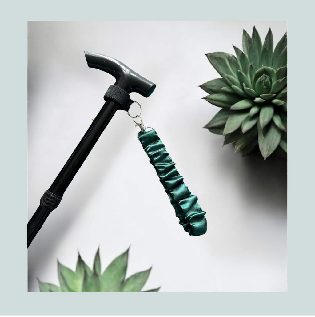 Bottle Green Satin - Wrist Strap For walking Sticks & Canes