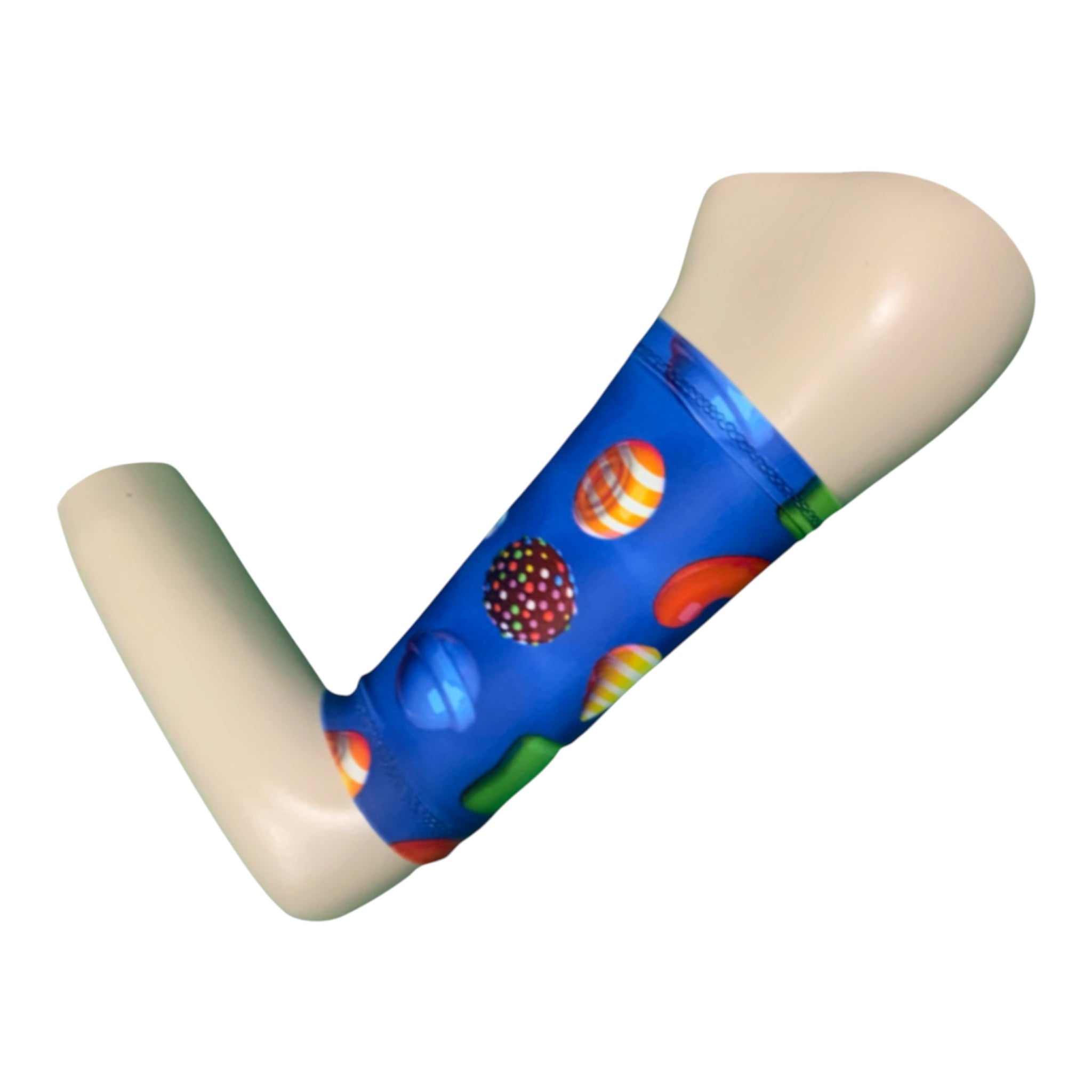 White spandex PICC line cover sleeve on mannequinn arm 