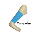 Cotton jersey armband in turquoise colour. picc line cover is displayed on a mannequin arm. the words turquoise to indicate colour
