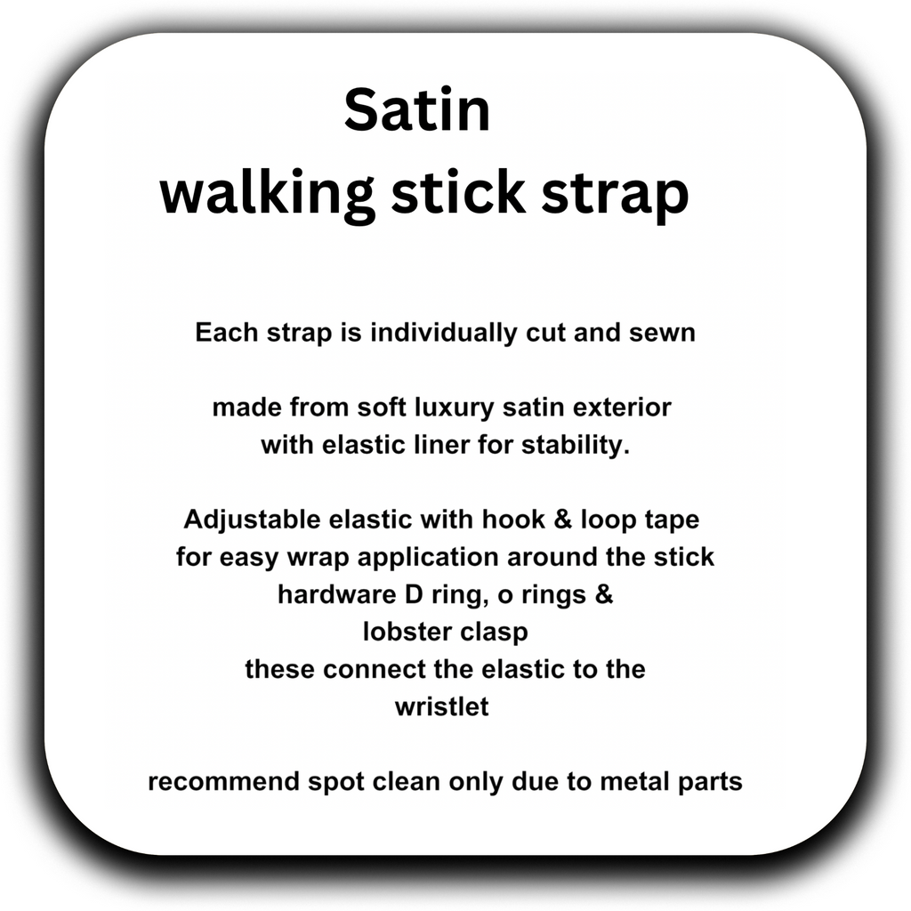 Black Satin - Wrist Strap For walking Sticks & Canes
